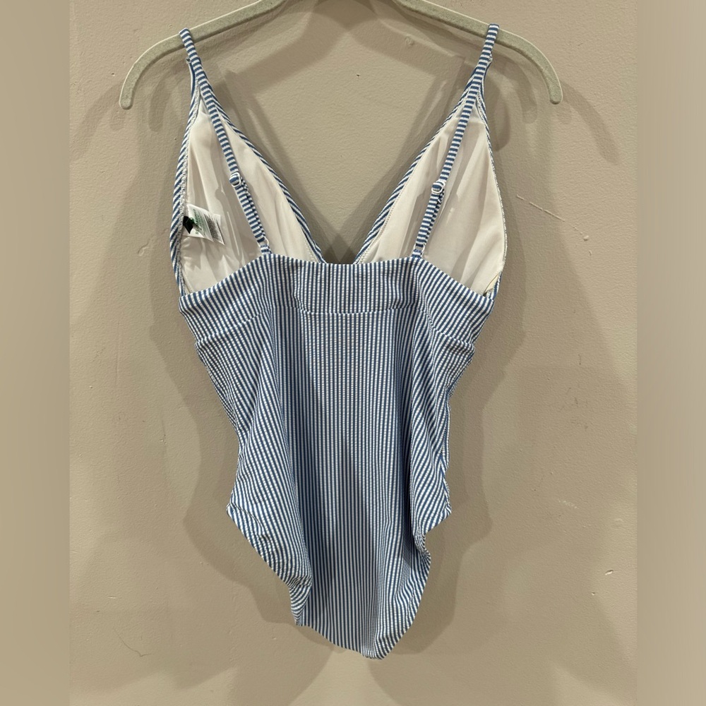 J. Crew plunge one piece bathing suit in seersucker size 10 - Picture 6 of 11